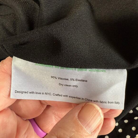 MM Lafleur Juliana Dress Pin Dot Jersey Large Black Polka Dot Classic Preppy - Picture 4 of 8